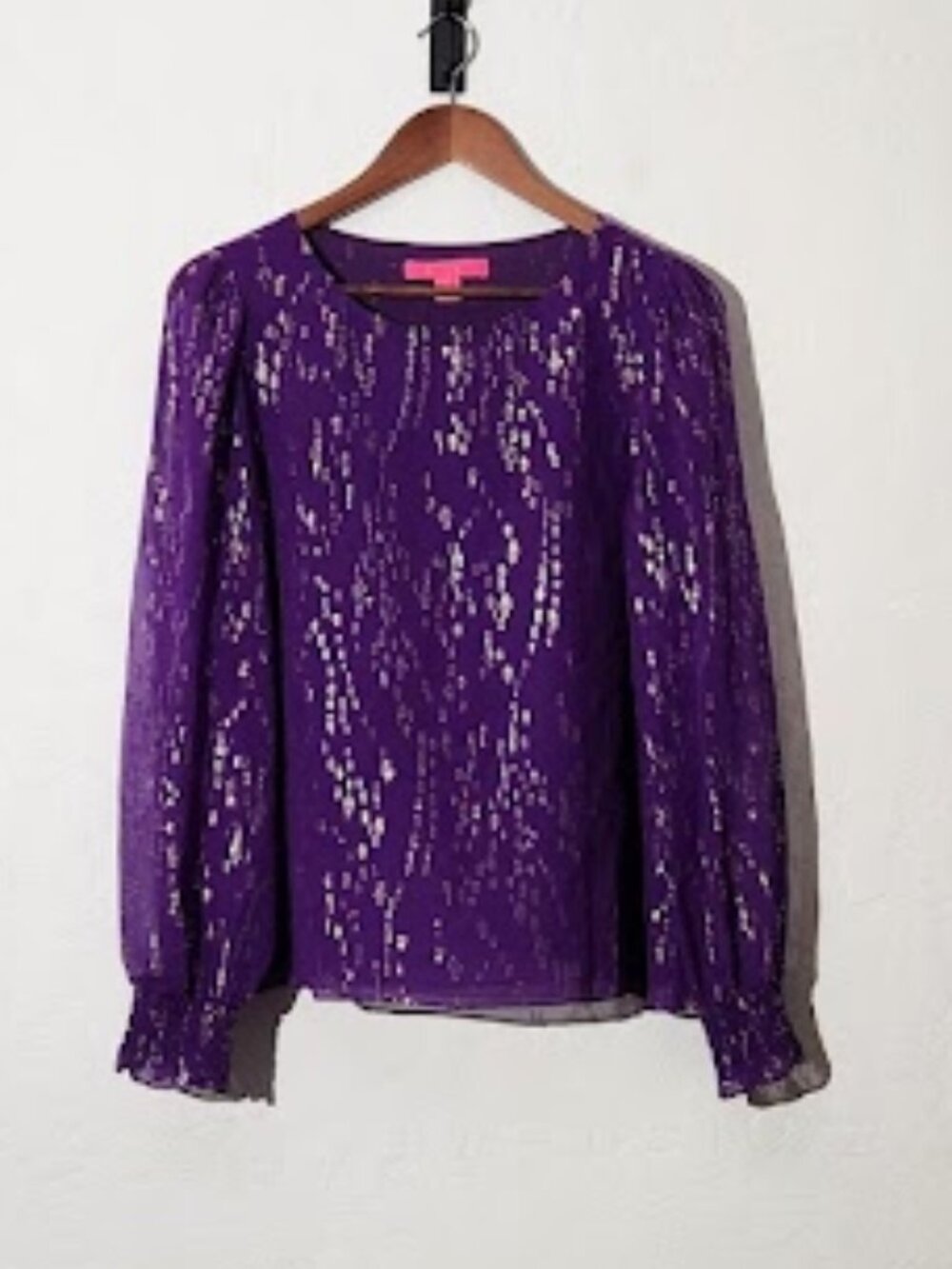 Lilly Pulitzer Women's Indina Long Sleeve Silk Top Size Medium